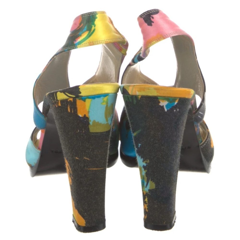 Balenciaga Blue Multicolor Criss Crossed Women's Heeled Sandals 9.5 - Picture 11 of 12